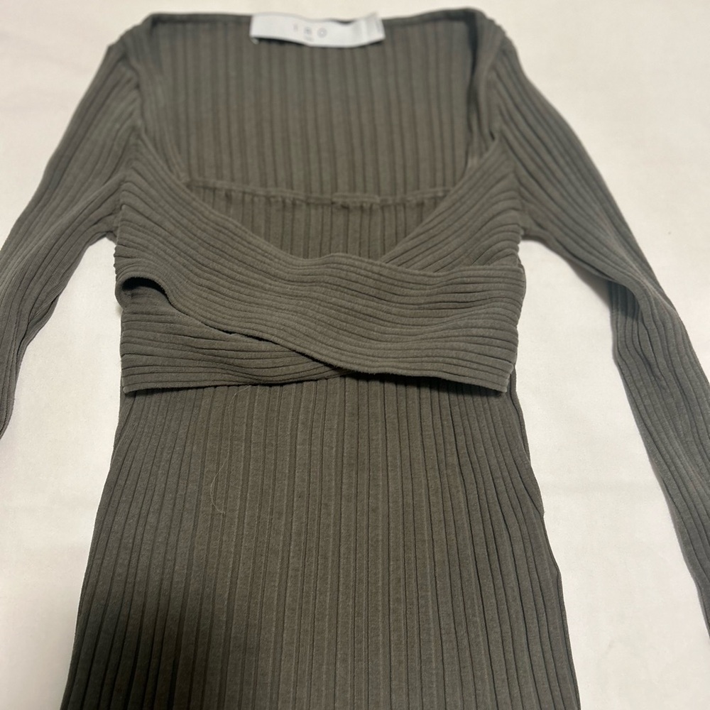 Ribbed Olive Green Dress